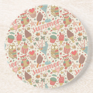 Summer Pattern met Ice Cream Zandsteen Onderzetter