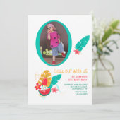 Summer Pattern Photo Birthday Invitation Kaart (Staand voorkant)