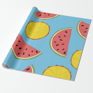 Summer pattern with pineapple and watermelonart, b cadeaupapier