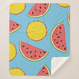 Summer pattern with pineapple and watermelonart,ba sherpa deken