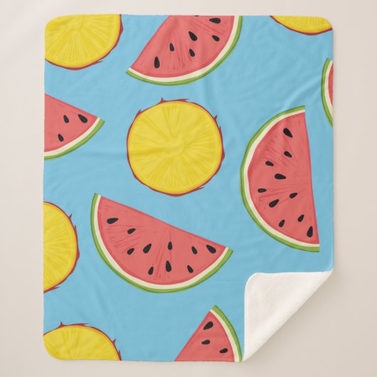 Summer pattern with pineapple and watermelonart,ba sherpa deken (Voorkant)