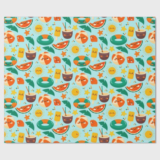 Summer Pattern Wrapping Paper Cadeaupapier (Vlak)