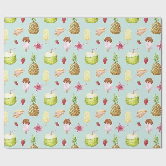 Summer Pattern Wrapping Paper Cadeaupapier (Vlak)