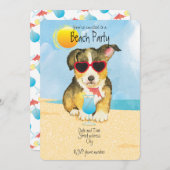 Summer Pembroke Welsh Corgi Beach Party Invitation (Devant / Derrière)