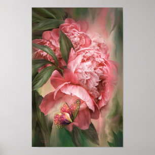 Summer Peonies - Melon - Art Poster/Print Poster