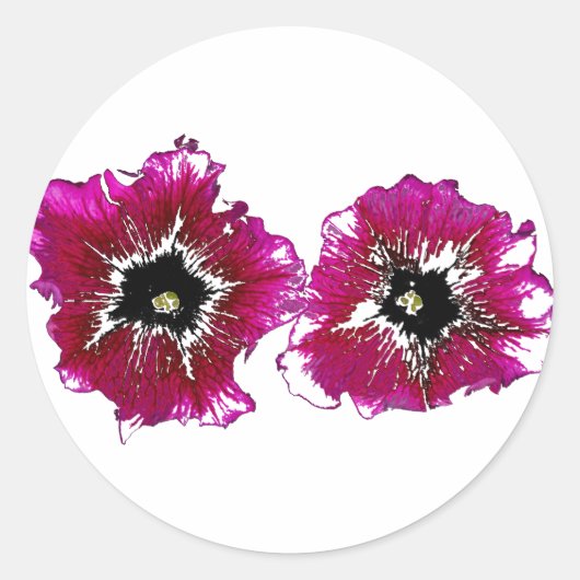 Summer Petunias Ronde Sticker (Voorkant)