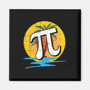 Summer Pi Day Retro Beach Wiskunde Symbols leraar  Magneet