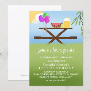Summer Picnic Birthday Party Kaart
