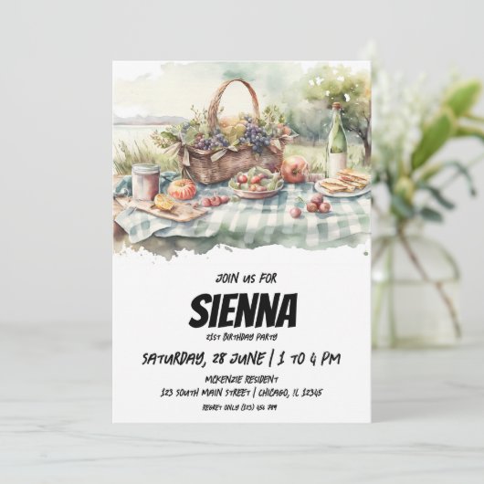 Summer Picnic boerderij uitzicht Uitnodiging (Staand voorkant)