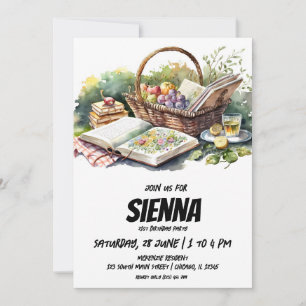 Summer Picnic food and book Invitation Kaart