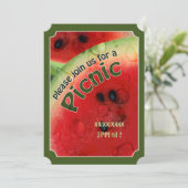 Summer Picnic Fresh Watermelon Ticket Invite Kaart (Staand voorkant)