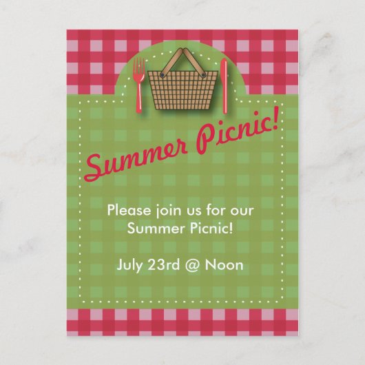 Summer Picnic Gingham Briefkaart (Voorkant)