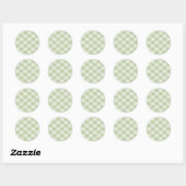 Summer Picnic Gingham Checkered Tablecloth: groen Ronde Sticker (Vel)