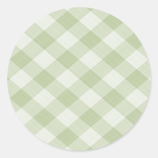 Summer Picnic Gingham Checkered Tablecloth: groen Ronde Sticker (Voorkant)