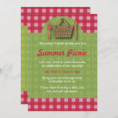 Summer Picnic Gingham Invitations Kaart (Voorkant / Achterkant)