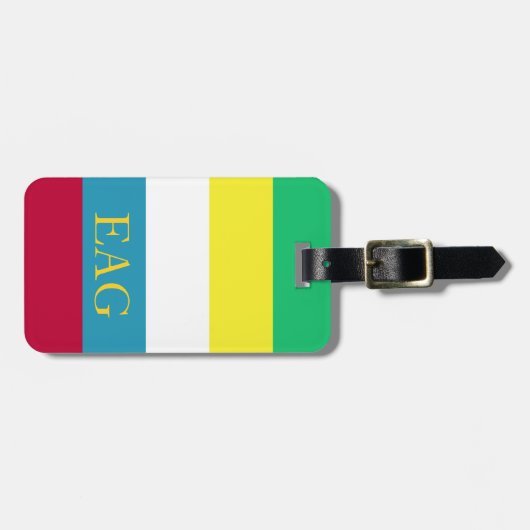 Summer Picnic Palette Stripe Monogram Bagagelabel (Voorkant horizontaal)