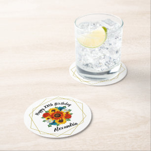 Summer Picnic Party Geometric Floral Ronde Kartonnen Onderzetter