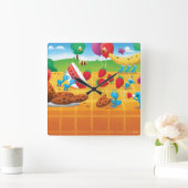 Summer Picnic Vierkante Klok (Huis)