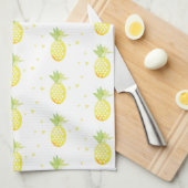 Summer Pineapple Sweet Tropical Waterverf Pattern Theedoek (Quarter Fold)