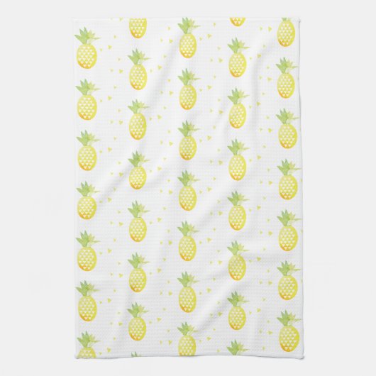 Summer Pineapple Sweet Tropical Waterverf Pattern Theedoek (Verticaal)