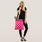 Summer Pink and White Polka Dot gepersonaliseerd Draagtas (Op model)