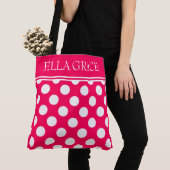 Summer Pink and White Polka Dot gepersonaliseerd Draagtas (Dichtbij)