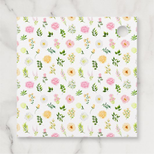 Summer Pink and Yellow Floral Weddenschap Bedankt Bedankjes Labels (Achterkant)