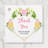 Summer Pink and Yellow Floral Weddenschap Bedankt Bedankjes Labels (Voorkant)