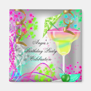 Summer Pink Birthday Colorful Cocktail Magneet