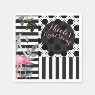 Summer Pink Flamingo Polka Dot Fun Funky Party Servet