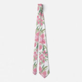 Summer Pink Green Waterverf Blooming Flowers Stropdas (Achterkant)