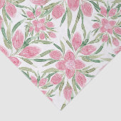 Summer Pink Green Waterverf Blooming Flowers Tissuepapier (Detail)