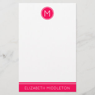 Summer Pink Monogram op White Briefpapier