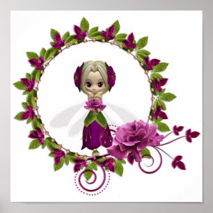 Summer Pink Rose Fae Poster