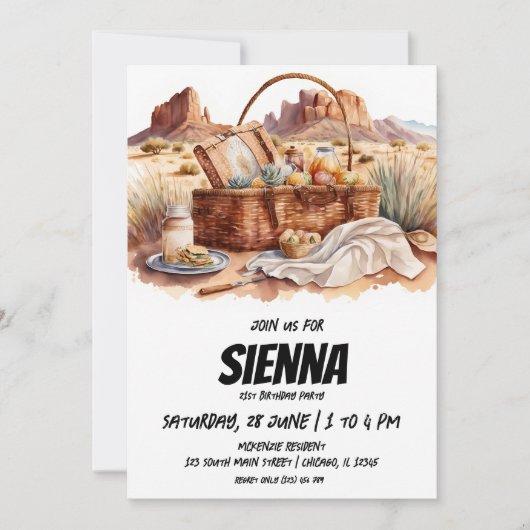 Summer Pique-nique vue désert Invitation (Devant)