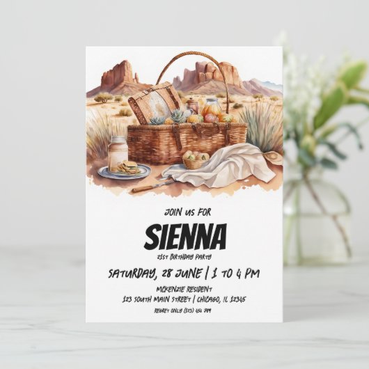 Summer Pique-nique vue désert Invitation (Debout devant)