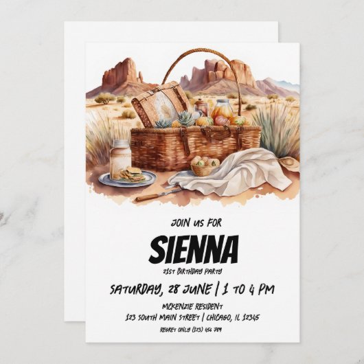 Summer Pique-nique vue désert Invitation (Devant / Derrière)