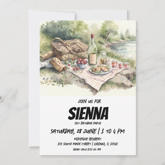 Summer Pique-nique vue lac Invitation (Devant)