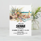 Summer Pique-nique vue plage Invitation (Debout devant)