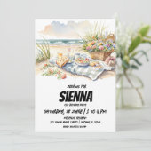 Summer Pique-nique vue plage Invitation (Debout devant)