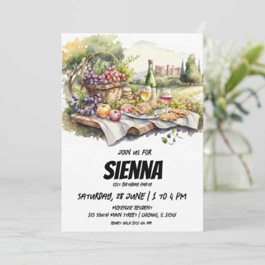 Summer Pique-nique vue sur le vignoble Invitation (Debout devant)