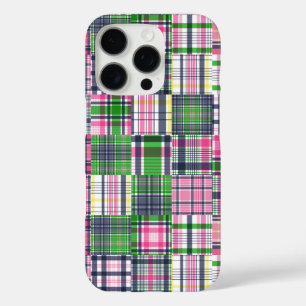 Summer Plaid Pink Madras Patchwork iPhone 16 Pro Hoesje