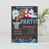 Summer Pool Basketball Party Invitation Kaart (Staand voorkant)