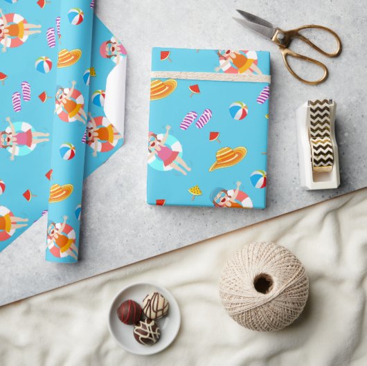 Summer Pool Beach Life Wrapping Paper Cadeaupapier (Crafts)