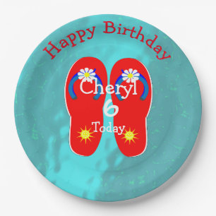 Summer Pool Beach Party Cute Flip-Flop Graphic Papieren Bordje