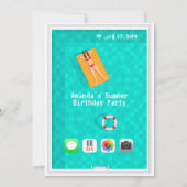Summer Pool Birthday Party Invitation Kaart (Voorkant)