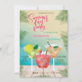 Summer, Pool, Cocktail Birthday Party Kaart (Voorkant)
