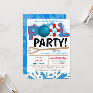 Summer Pool Lacrosse Party Uitnodiging