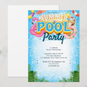Summer Pool Party 30th Birthday Invitation Kaart (Voorkant / Achterkant)