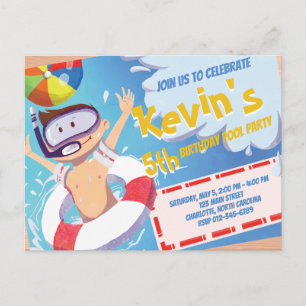 Summer Pool Party Birthday Invitation Briefkaart